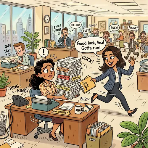 Ana's First Day at a Modern Office Animation
