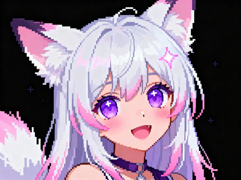 Charming Fox-Girl Pixel Art Portrait