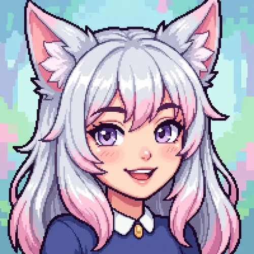 Charming Fox-Girl Pixel Art Portrait