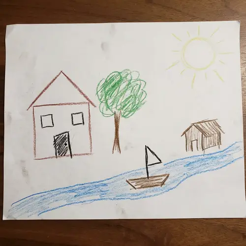 Childlike Simplicity in Art: A Reflective Drawing