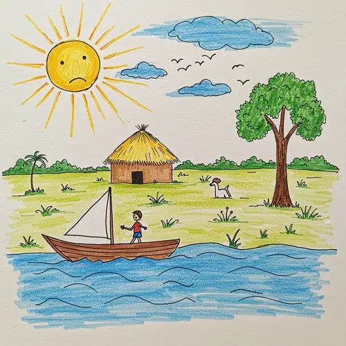 Childlike Simplicity in Art: A Reflective Drawing