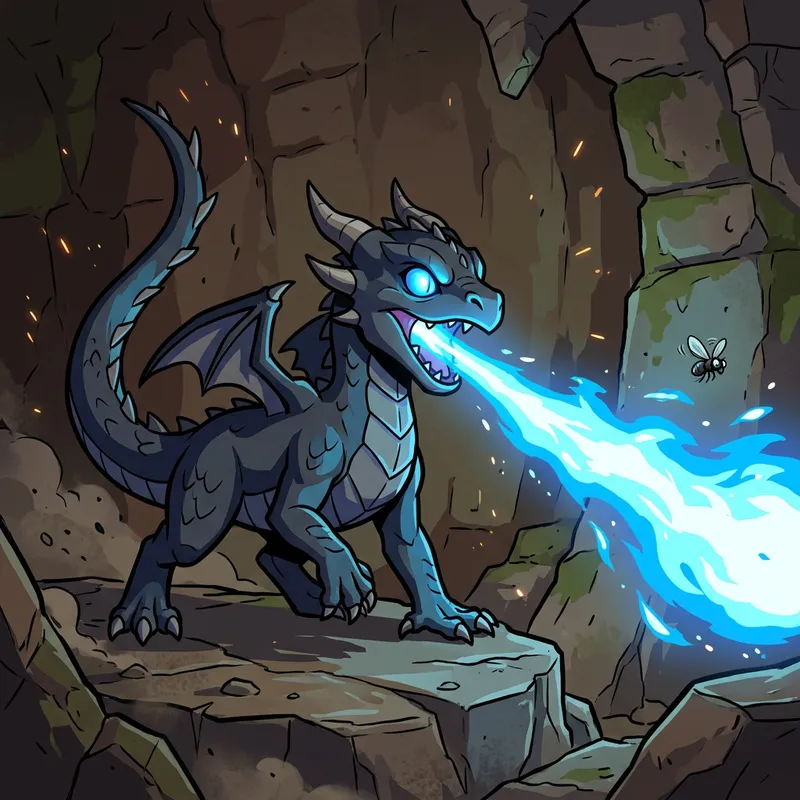 Curious Dark Juvenile Dragon Hunting Playful Fly