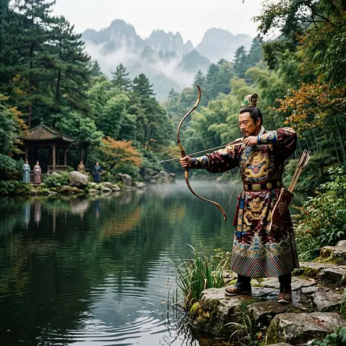 Qin Shi Huang Fishing with Bow and Arrow | Ancient Chinese Emperor