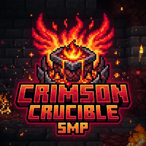 Crimsion Crucible SMP: Minecraft Pixel Art Logo