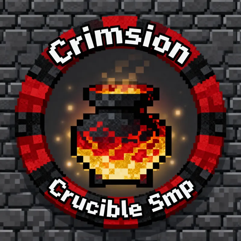 Crimsion Crucible SMP: Minecraft Pixel Art Logo
