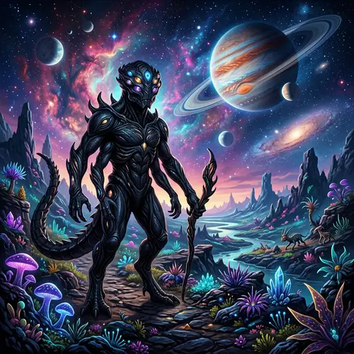 Explore an Intriguing Space Organism on Alien Landscape