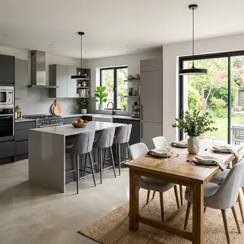 Modern Gray Kitchen with Natural Lighting