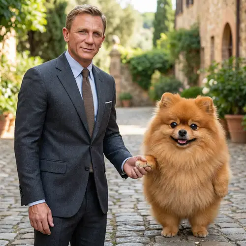 Muscular Man and Furry Creature Holding Hands - Camaraderie Captured