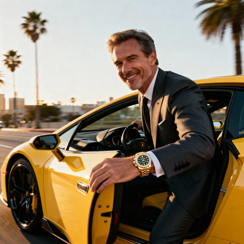 Confident Man in Luxury Sports Car Confident Man in Luxury Sports Car