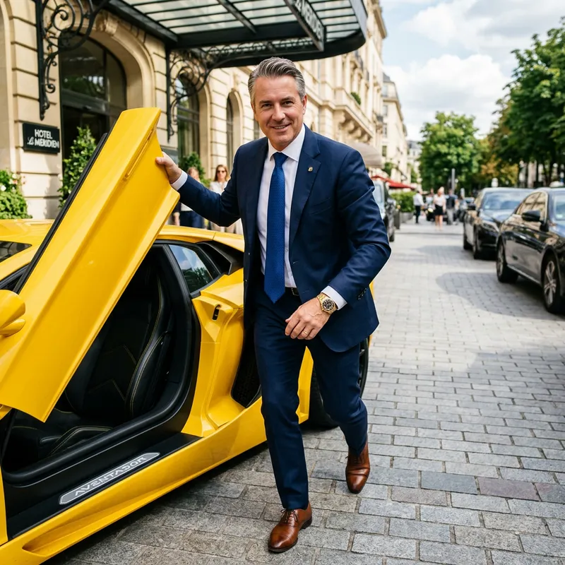 Confident Man in Luxury Sports Car