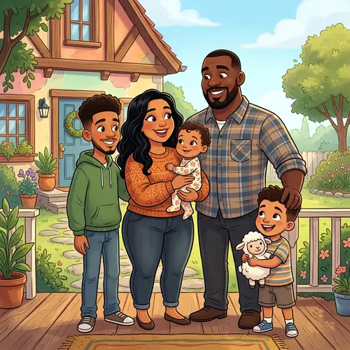 Animated Family Portrait: A Heartwarming Scene