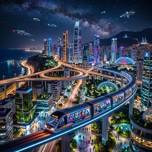 Futuristic Lima Peru 3000: Technicolor Skyscrapers & Magma Monorail
