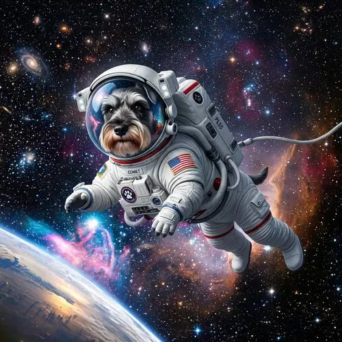 Schnauzer Astronaut Exploring the Cosmos