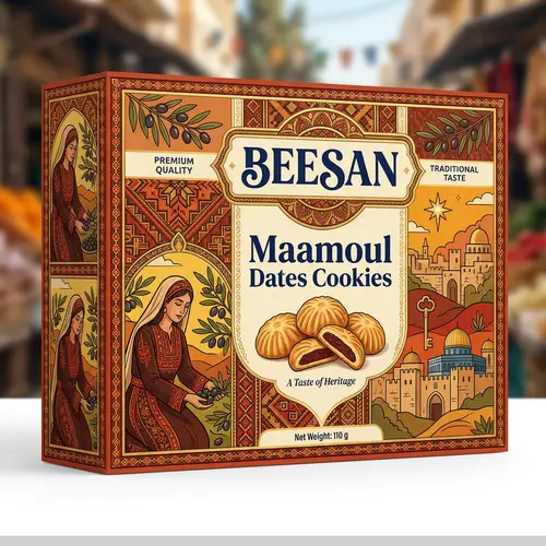 Luxurious Maamoul Dates Cookies Packaging Inspired by Palestinian Heritage