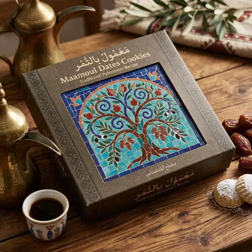 Palestinian Cultural Heritage: Tree of Life Mosaic & Maamoul Dates Cookies