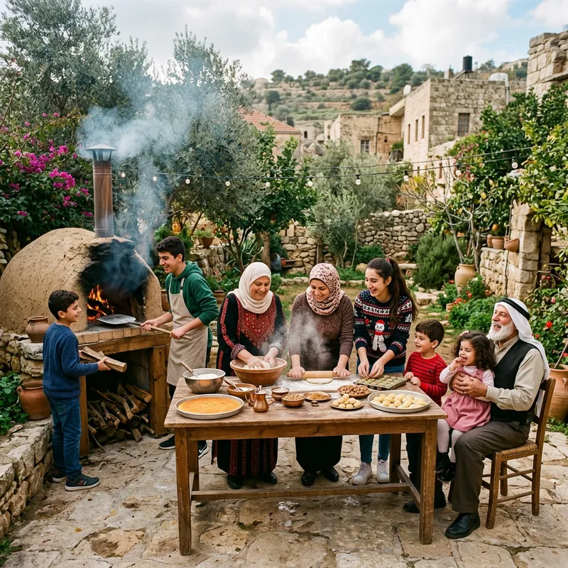 Festive New Year Celebration in Ancient Levantine Village