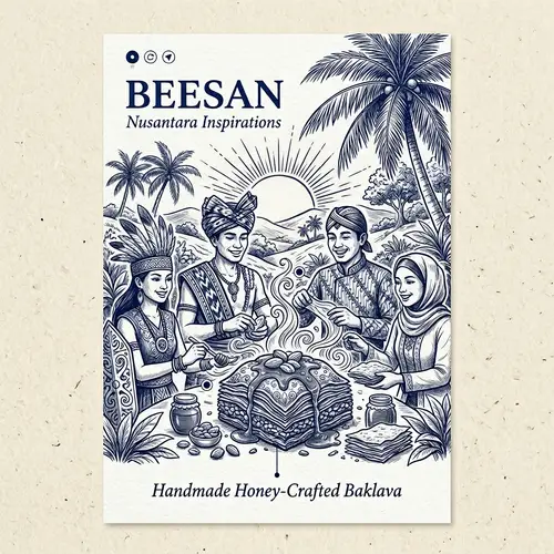 Nusantara-Inspired Baklava Packaging & UI Illustration - BEESAN