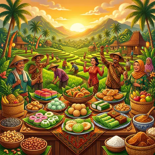 Vibrant Illustration of Indonesian Snacks | Culinary Treasures