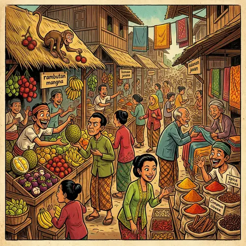 Vibrant Street Market Scene in Nusantra | Local Life Richness