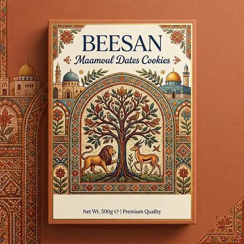 Luxurious Maamoul Cookies Packaging Design with Palestinian Cultural Tribute