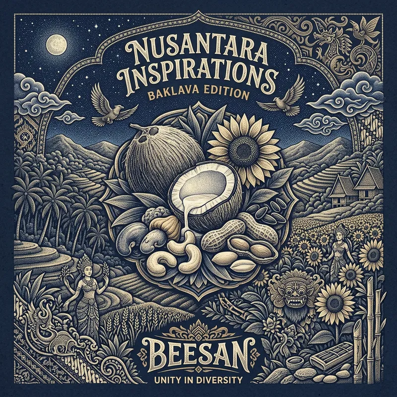 Enchanting Nusantara Baklava Sculpture Drawing in Navy