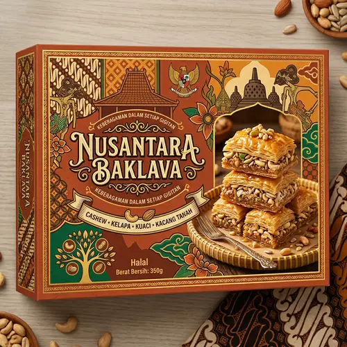 Vibrant Indonesian Heritage Packaging for Baklava