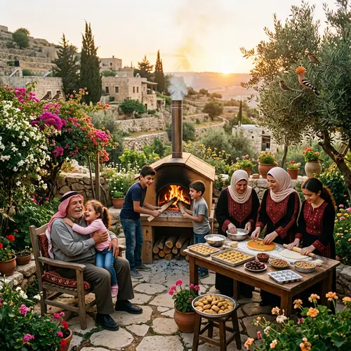 Family Celebrating New Year in Levantine Village
