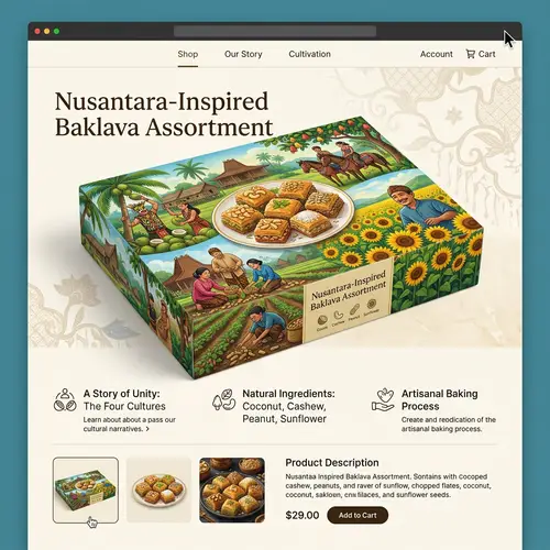 Nusantara-Inspired Baklava Assortment: Diverse Indonesian Culture Packaging Design