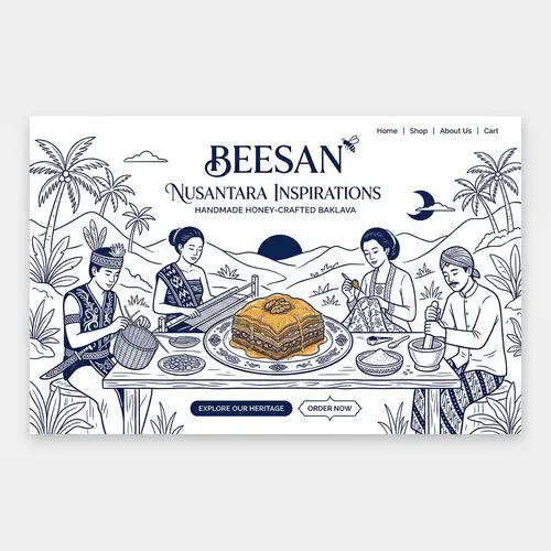 Luxurious Nusantara-Inspired Baklava Packaging & UI Illustration
