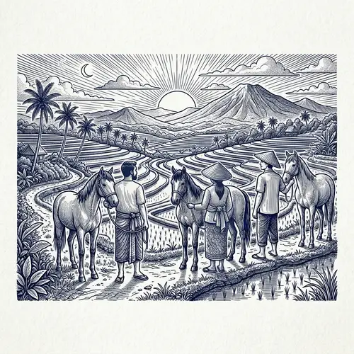 Captivating Navy and White Indonesian Field Illustration