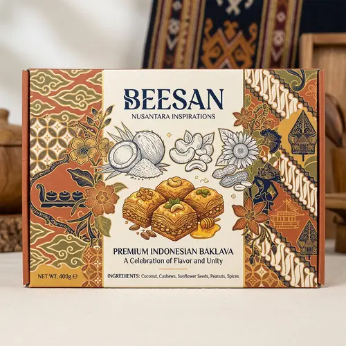 Premium BEESAN Baklava Packaging Design Inspired by Indonesia's Heritage