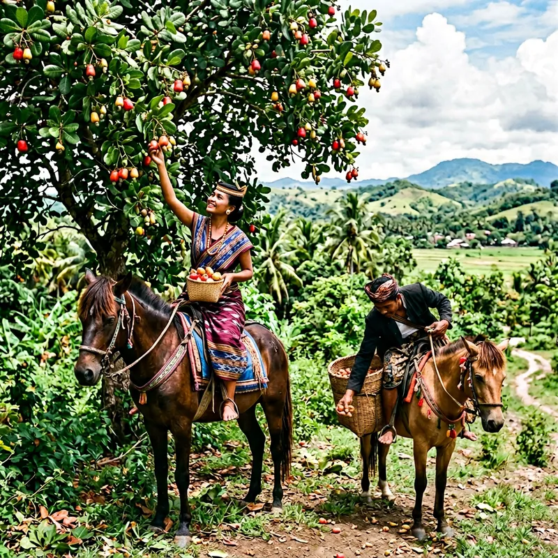 Traditional Cashew Nut Harvesting in Sumba Island, Indonesia