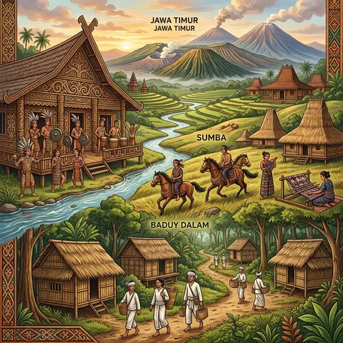 Cultural Mosaic of Indonesia: Sumba, Dayak, Jawa Timur, and Baduy People
