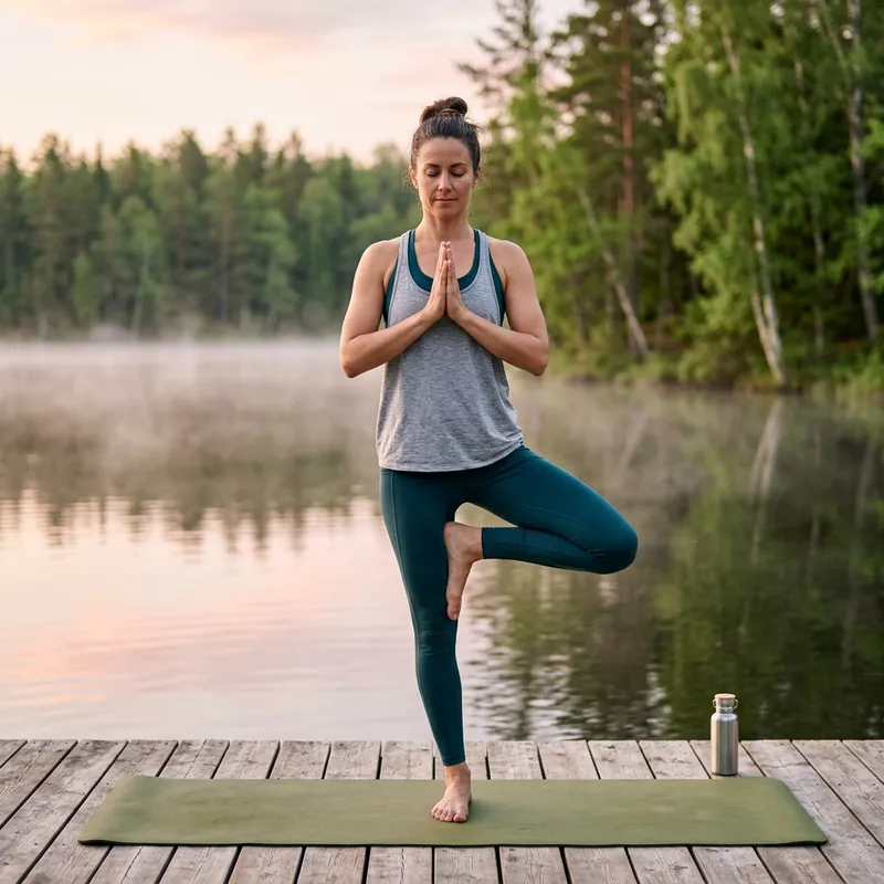 Serene Yoga Instructor in Leggings Performing Poses
