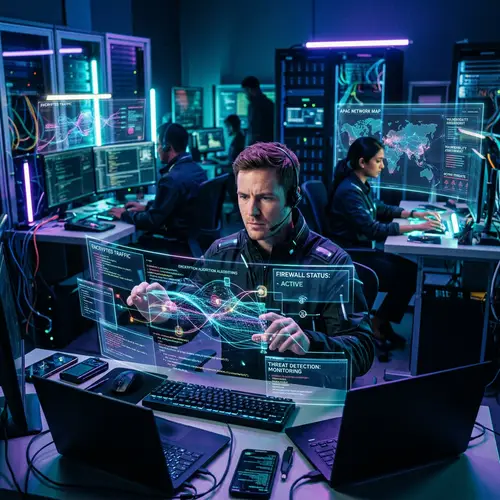 Futuristic Data Security Expert in Holographic Interface