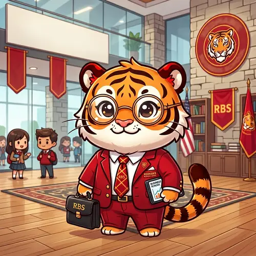 Chibi Business Tiger Mascot for Schools