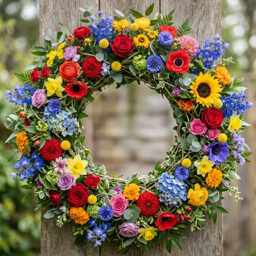 Vibrant Round Floral Frame