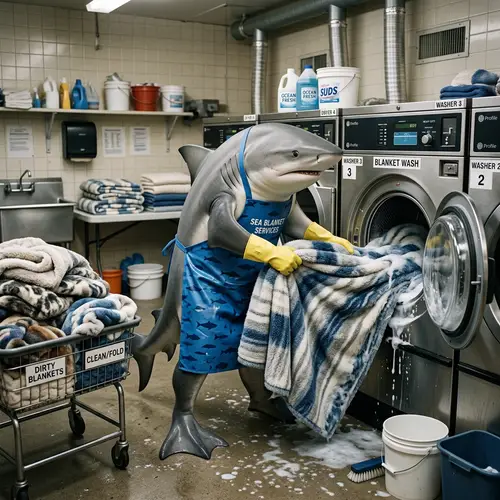 Shark Washing Bed Blankets: Surprising Scene Revealed