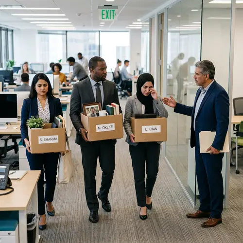 Office Employees Dismissed: Emotional Scene of Diverse Layoffs