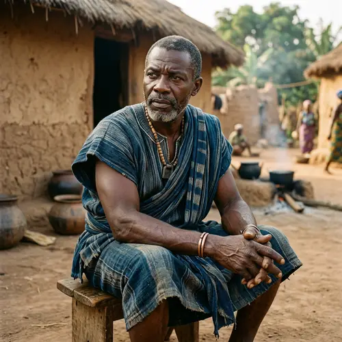 Middle-Aged Black Man in 18th-Century West African Attire
