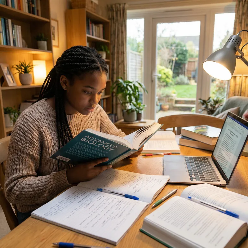 Tranquil Black Girl Engrossed in Studying | Academic Scene Tranquil Black Girl Engrossed in Studying | Academic Scene