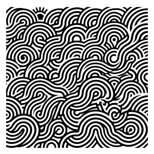 Black and White Geometric Design Inspired by Happiness