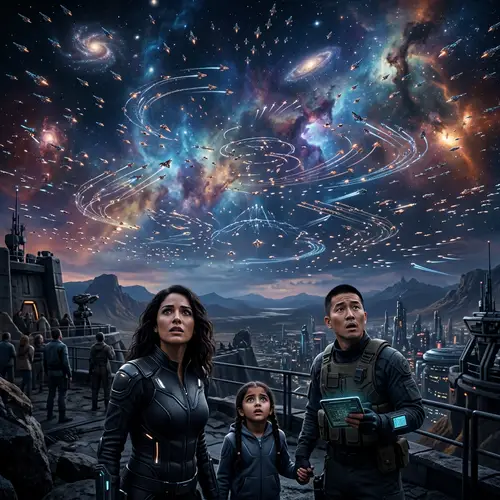 Galactic Invasion: Intense Scene with Swarm of Starships