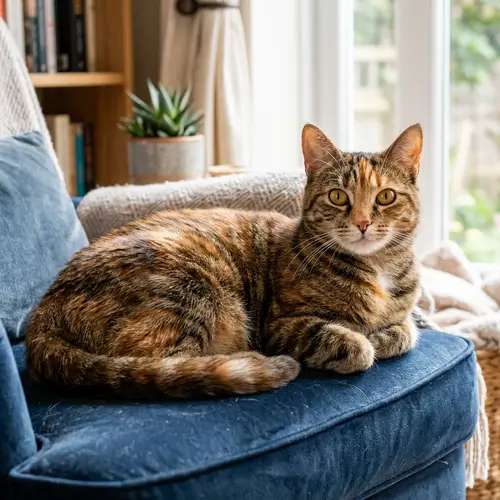 Elegant Cat with Vibrant Fur | Poised & Curious Feline