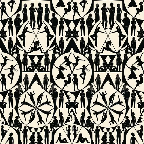 Geometric Pattern with Diverse People's Silhouettes