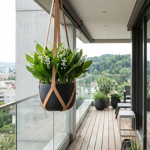 Valley Plant in Hanging Planter for Modern Balconies