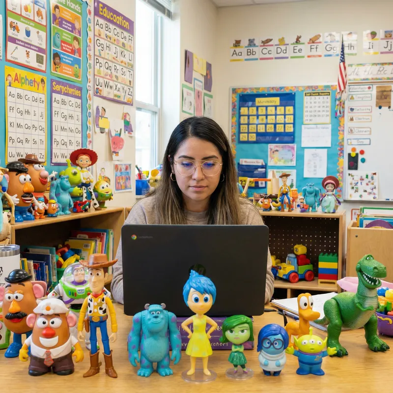 Young Kindergarten Teacher with Pixar Toy Style Young Kindergarten Teacher with Pixar Toy Style