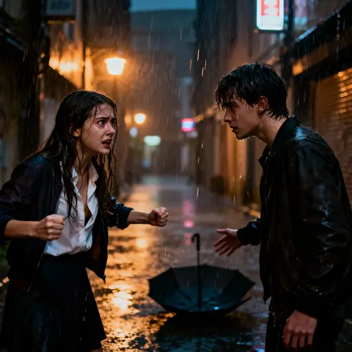 Emotional Rainy Night on a Narrow Street