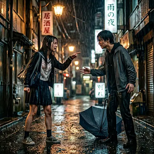 Emotional Rainy Night on a Narrow Street