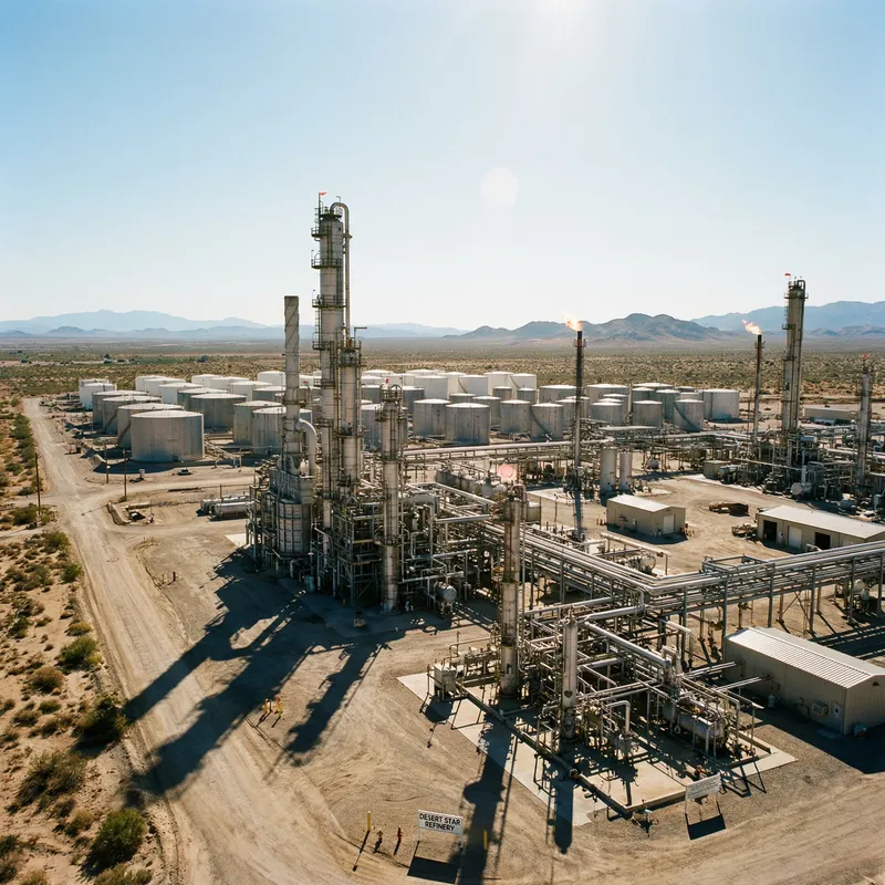 Realistic Oil Refinery Landscape - Detailed Industrial Structures